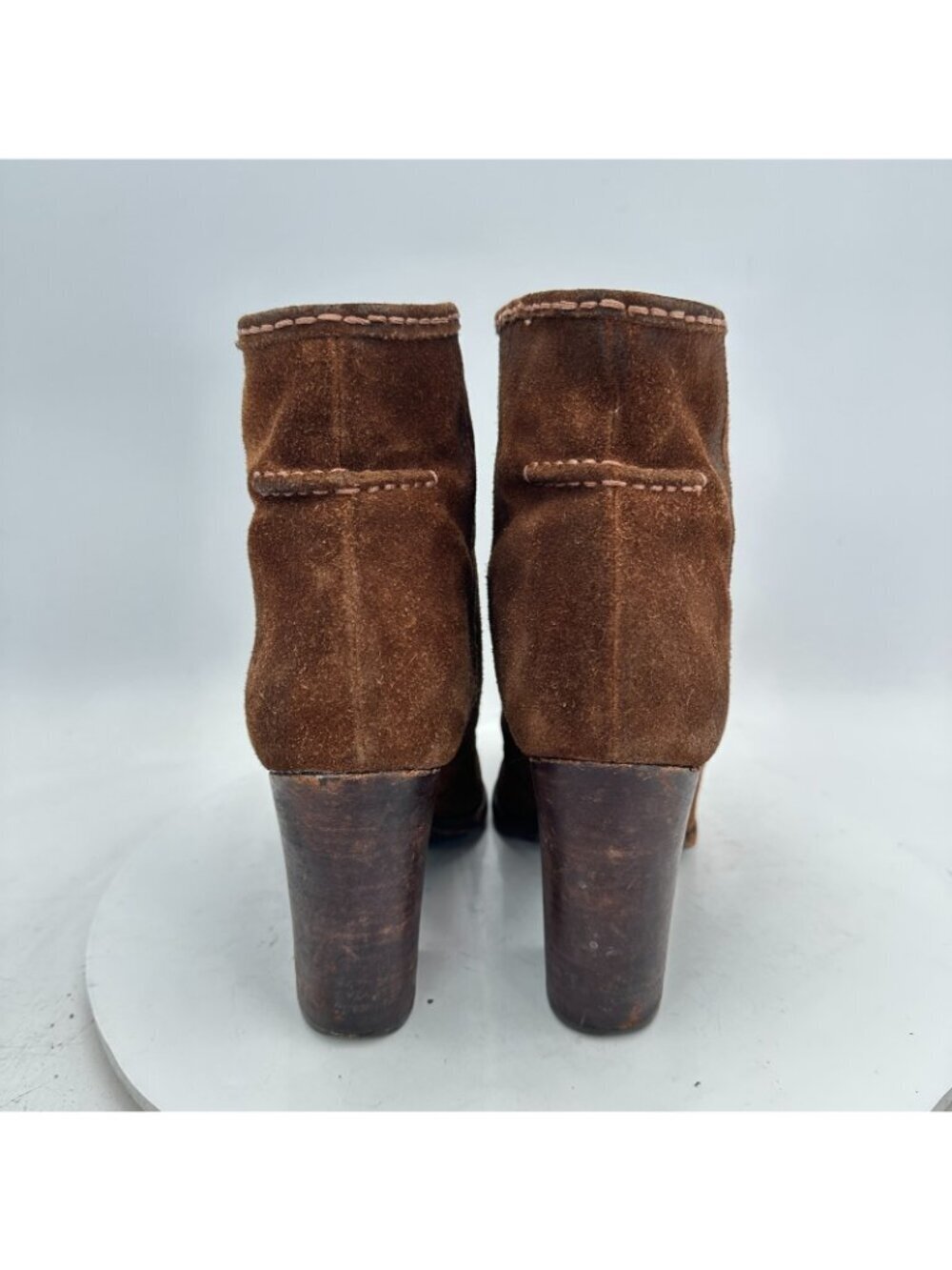 Frye Parker Women Size 8M 3476656 Brown Suede Moc Toe High Heel Ankle Boot - Picture 5 of 11